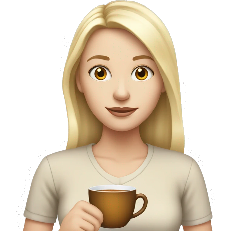White girl blonde girl holding cup of tea emoji