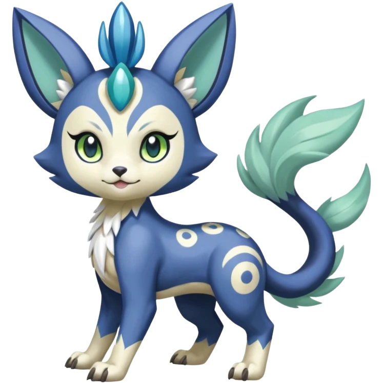 Colorful Skilled Adept Graceful Asian Painted WereGarurumon-Meloetta-Meowstic-fusion-hybrid-creature (full body) emoji