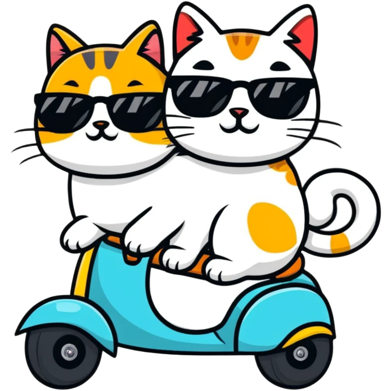 Cat wearing sunglasses riding a dog emoji