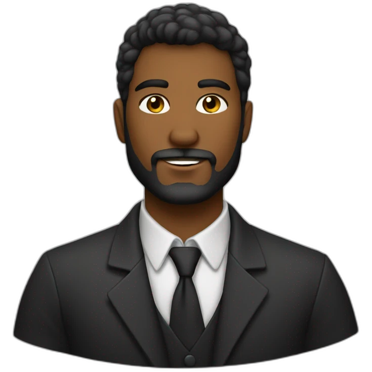 Hombre joven calvo con barba negra emoji