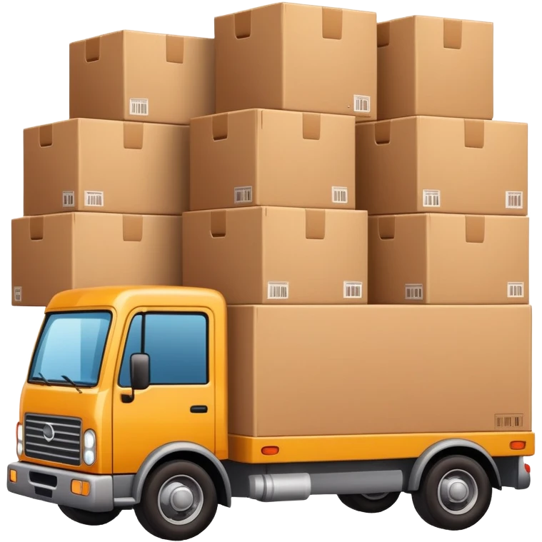 truck with cargo area full of boxes emoji