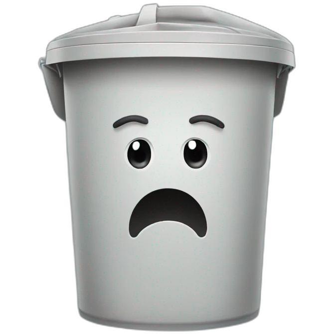 Trash bin with a face emoji