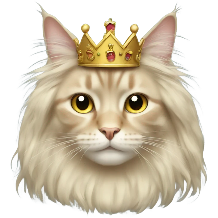 Long hair cat with crown emoji