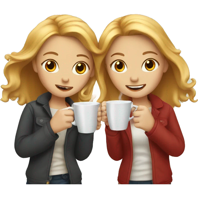 blonde girl and red-headed girl drinking coffee emoji
