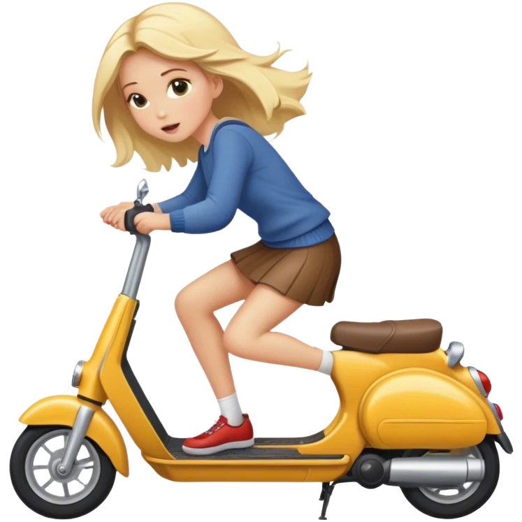 Blonde girl falling off scooter emoji