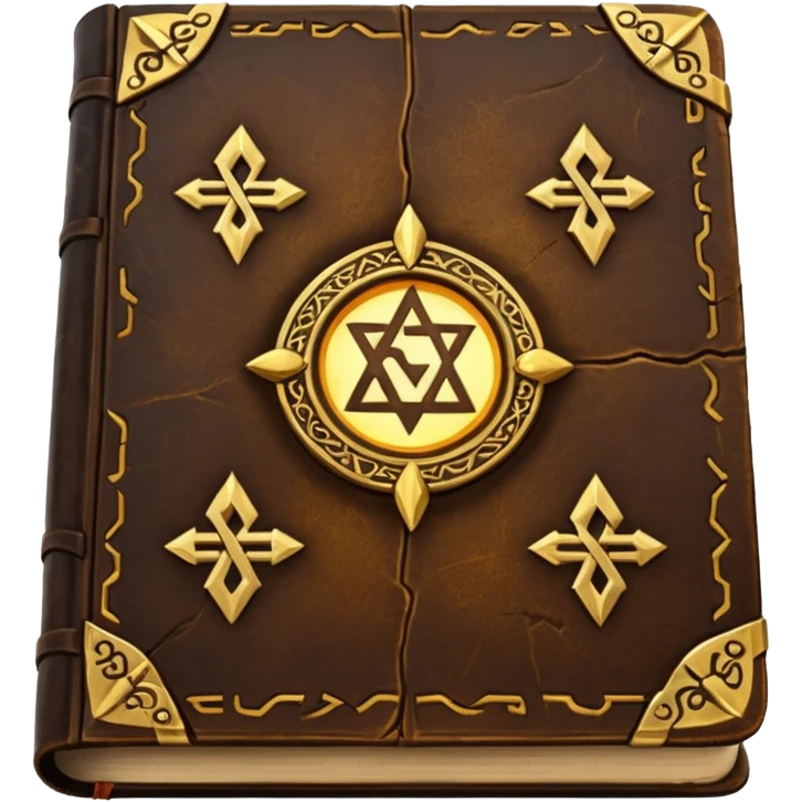 Spell Book – Old leather book glowing with runes emoji