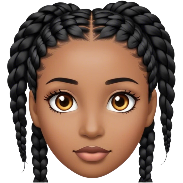black woman with black braids and lash extensions; skin slightly darker emoji