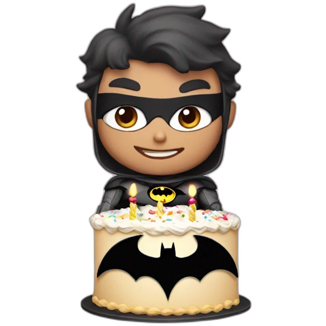 Batman with a birthday cake emoji