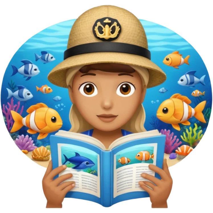une personne qui lit un panneau afin d'en apprendre plus sur la vie marine  emoji