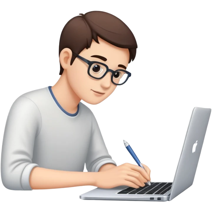 Person typing on laptop writing an essay emoji
