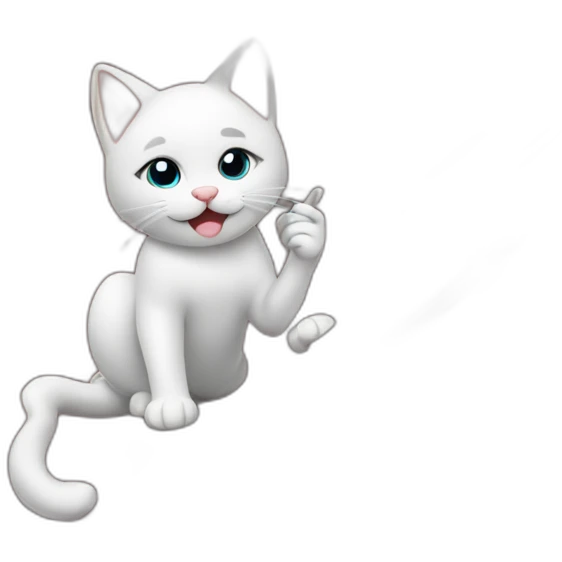cat working on the roof and talk with phone emoji