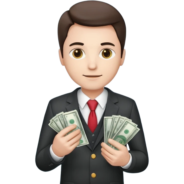 CEO with money in his hands donating to hospital emoji