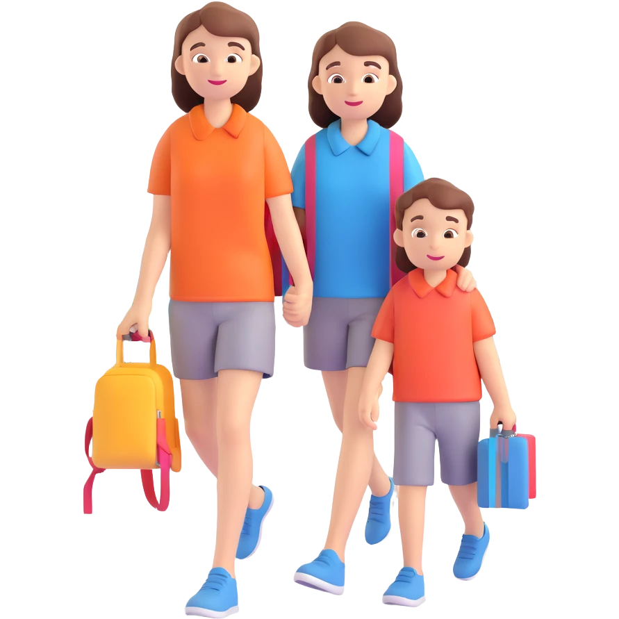 Sister and brother walking in a busy city emoji