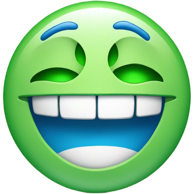 Big green smiley face with blue eyes  emoji