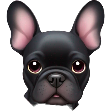 Black French bulldog with pink heart emoji
