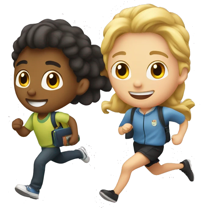 A student and a classmate running at school emoji