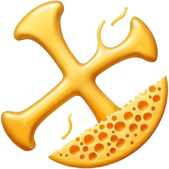 Glowing bone and vitamin K2 symbol with ethereal shredded cheese floating around them in a circular pattern. The cheese emits a soft golden light that flows toward the K2 and bone, creating a magical halo effect of bone-strengthening energy. emoji