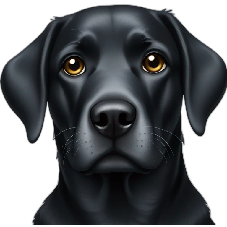 black Labrador portrait with silver patches and one black eye patch emoji