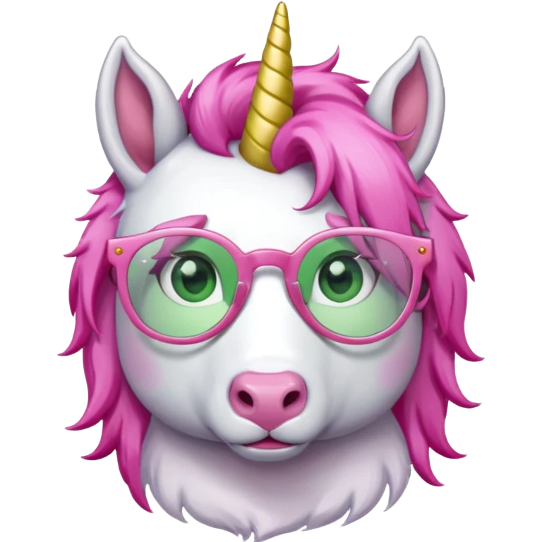 unicorn with green glasses and pink hair emoji