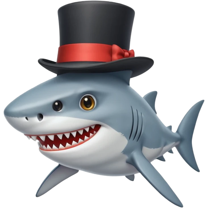 Shark with a top hat emoji