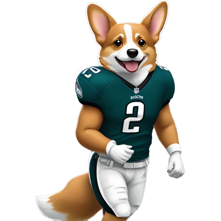 Tri colored corgi in Saquon Barkley eagles jersey emoji