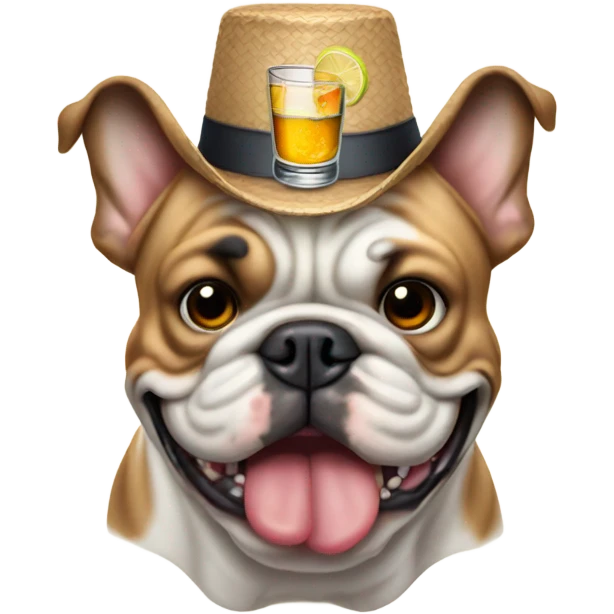 English bulldog toasting with tequila emoji