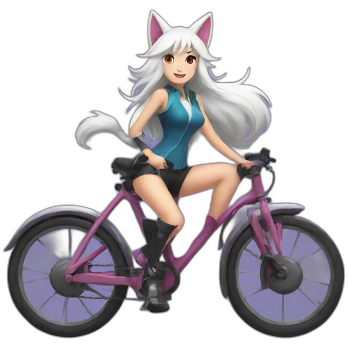 Ahri riding a bike emoji