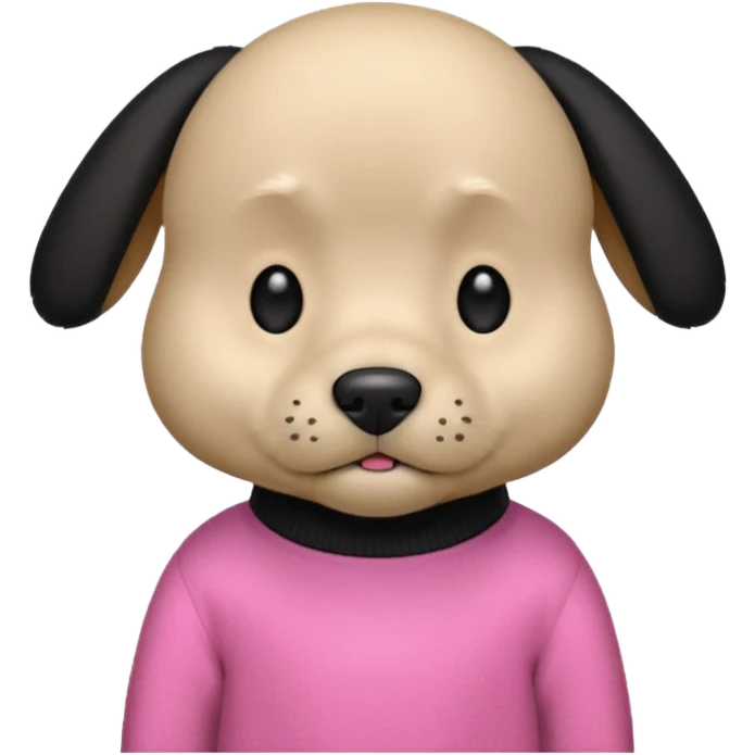 Udělat emoji z mého psa s růžovým svetrem má černou srst a má docela malý obličej  emoji