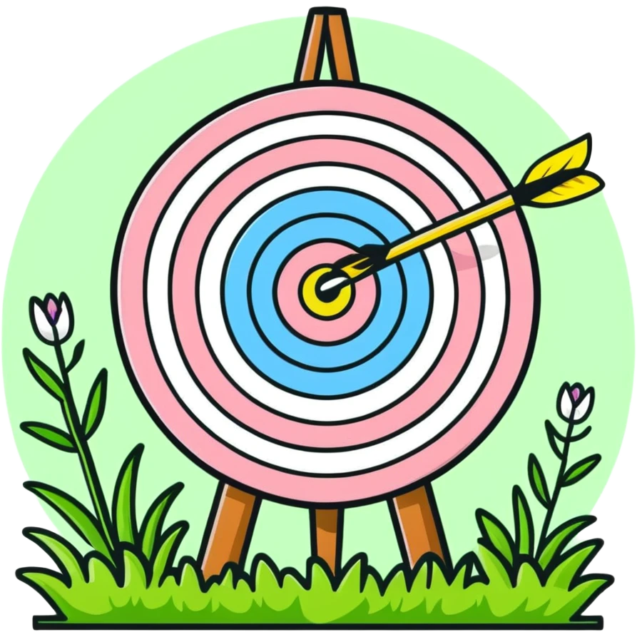 Archery target with green grass and spring flowers emoji