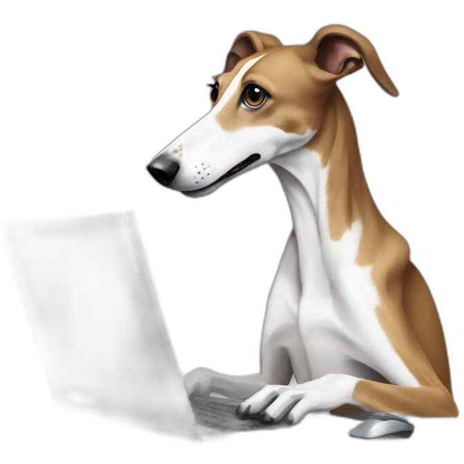 galgo working with a computer emoji