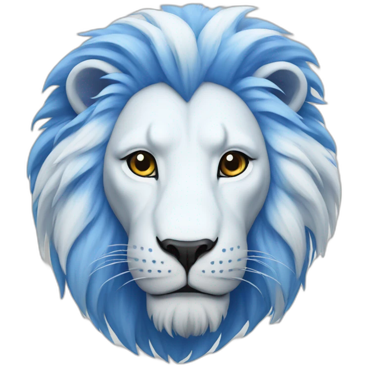 white and blue lion emoji