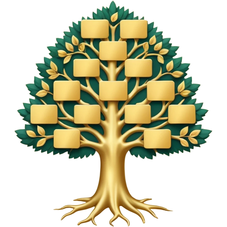 family diagram tree with gold cards emoji