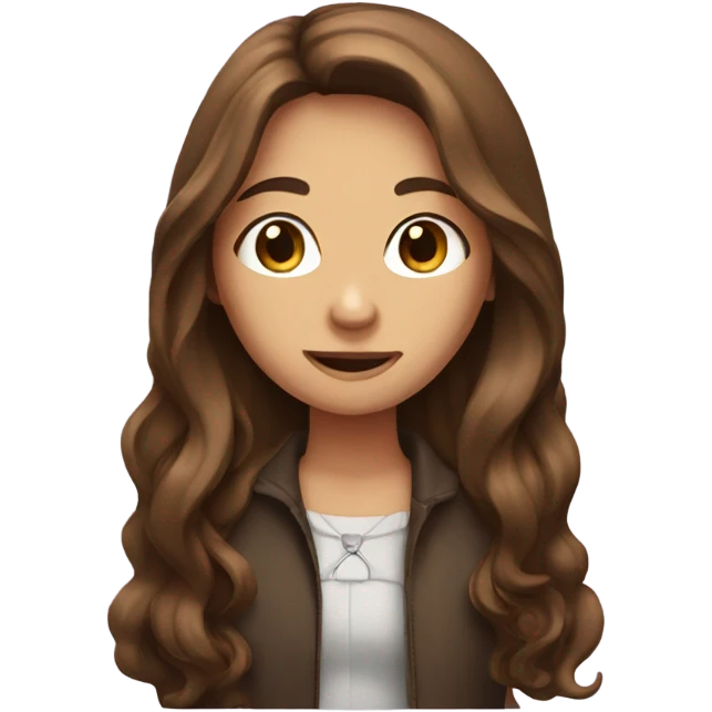 Girl with brown long hair with key in hand emoji