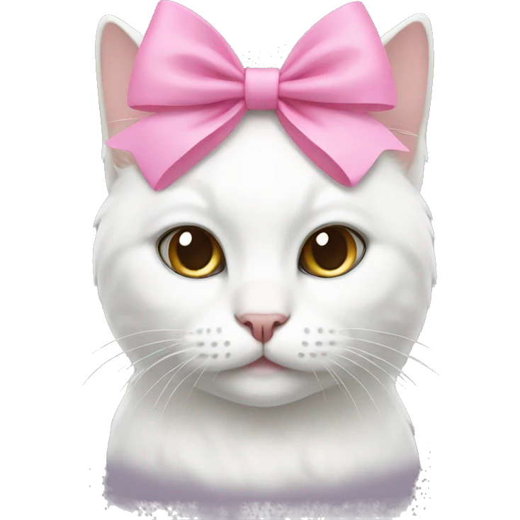 White Cat with pink bow emoji