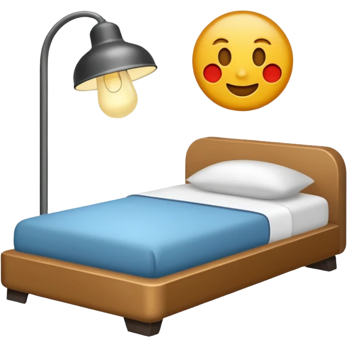 Un lit avec une lampe de chevet éteinte.  emoji