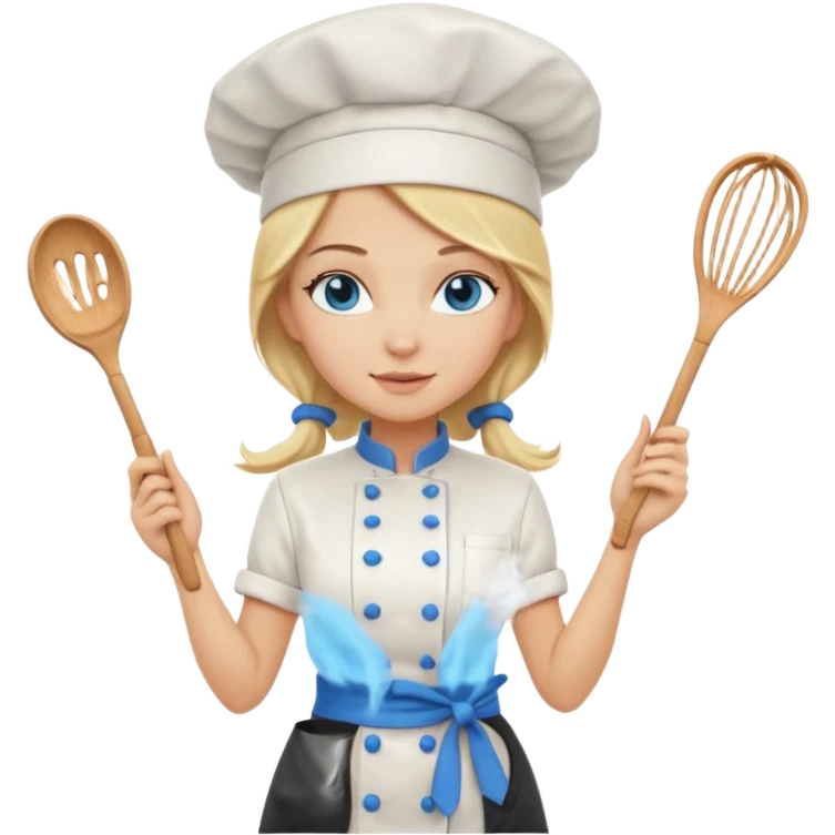 Full body 
Sexy Long Blonde hair blue eyed female chef emoji