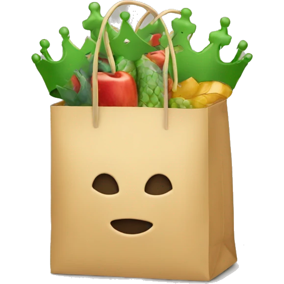 shopping bag with crown emoji
