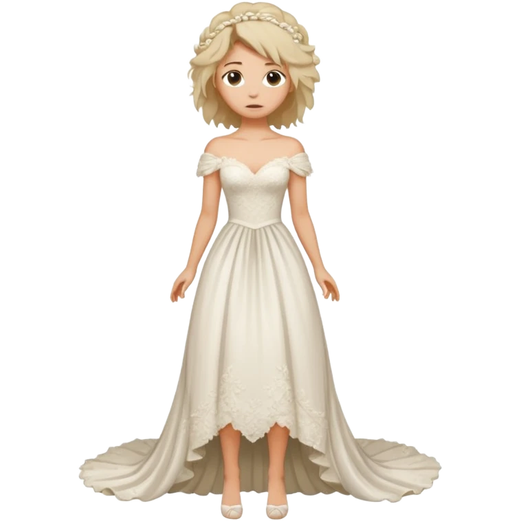 woman teared wedding dress standing on foot emoji