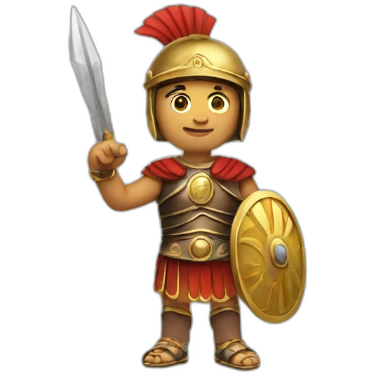 a roman warrior making a peace sign with his hand emoji
