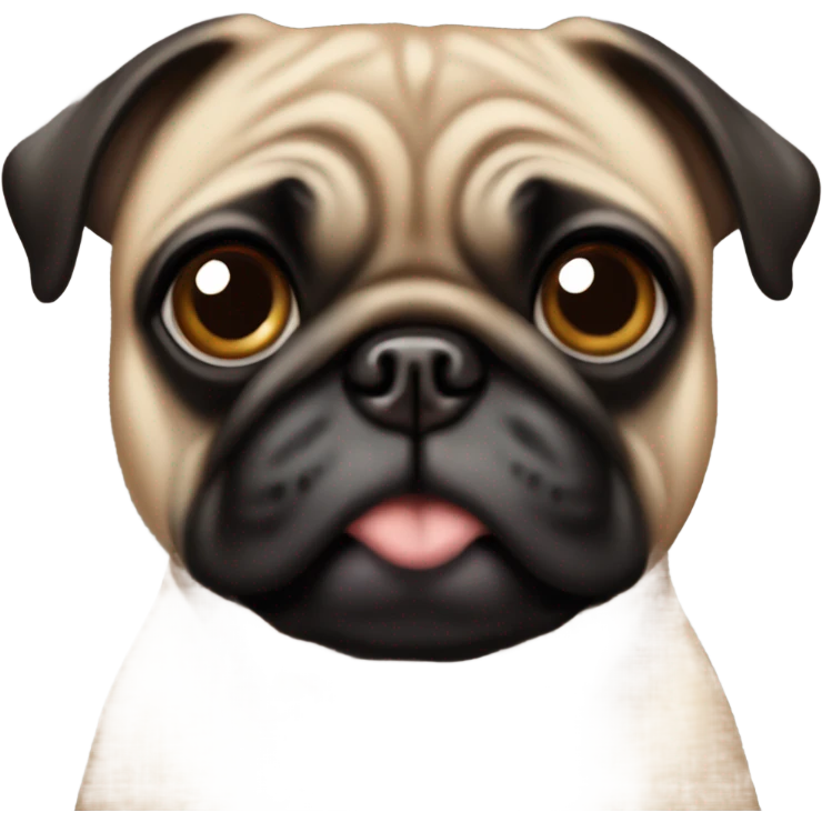 Brown and black pug with crossed eyes emoji