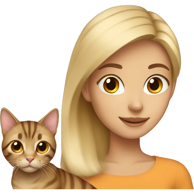 Blonde girl with Brown Tabby cat emoji