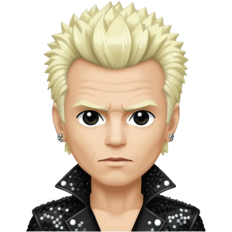 Billy Idol with platinum blonde hair, black sequin outfit emoji