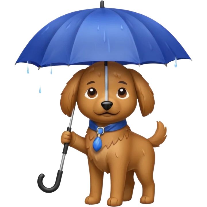 a dog with an umbrella in the rain emoji