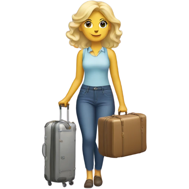 Blonde woman with a suitcase full of kitchen stuff emoji