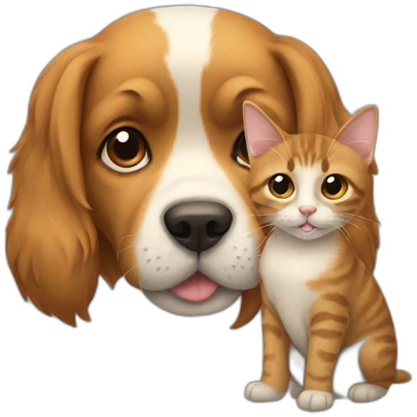 half of dog and cat emoji