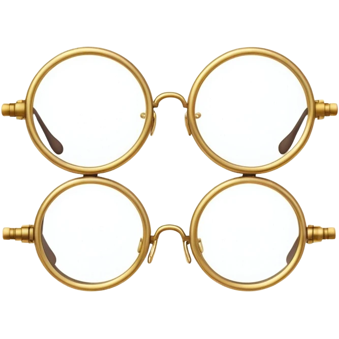 Medieval frameless brass spectacles with empty circular frame design
 emoji