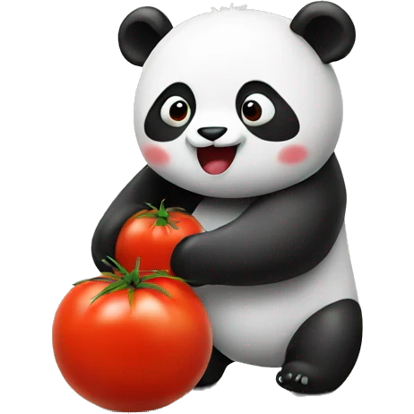 Panda with tomate emoji