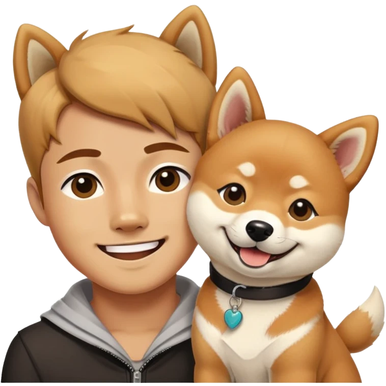 stylish boys with shiba inu emoji