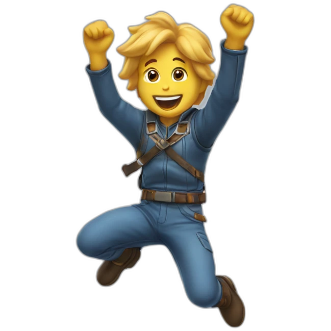 Create an emoji featuring an iconic video game character jumping for joy! emoji