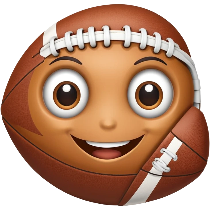 An American football with big eyes and cute smile emoji